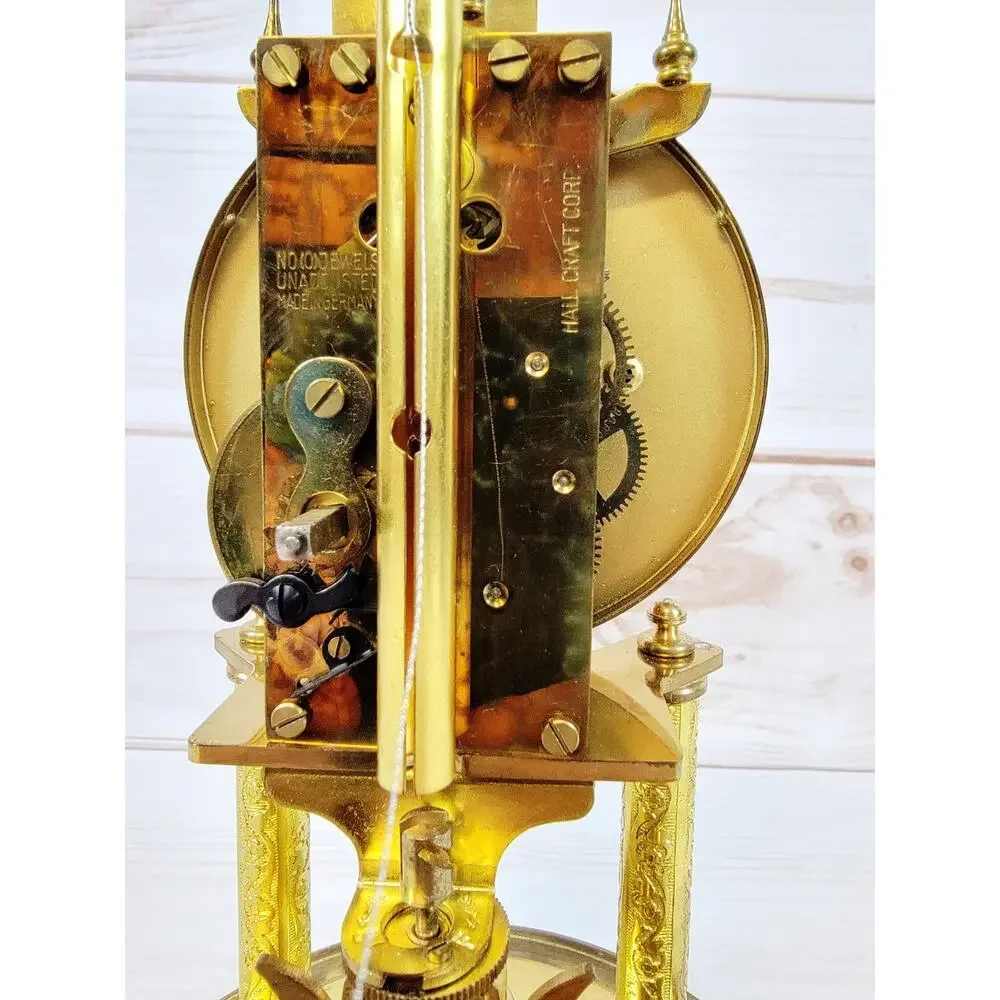 Vintage Hall Craft Corp Torsion Pendulum Glass Dome Clock Made In Germany READ